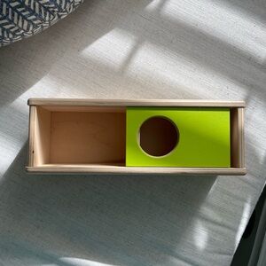 Wooden Lovevery ball Box with Green Sliding Lid